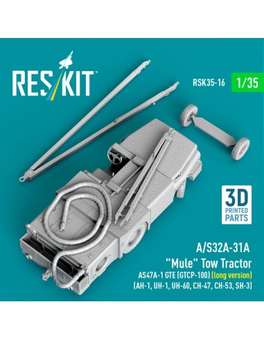 A/S32A-31A Mule Tow Tractor AS47A-1 GTE (GTCP-100) (long version) (AH-1, UH-1, UH-60, CH-47, CH-53, SH-3) (3D Printed model kit)