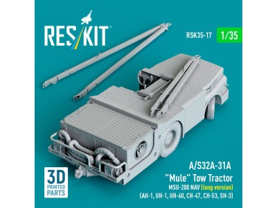 A/S32A-31A Mule Tow Tractor MSU-200 NAV (long version) (AH-1, UH-1, UH-60, CH-47, CH-53, SH-3) (3D Printed model kit) 