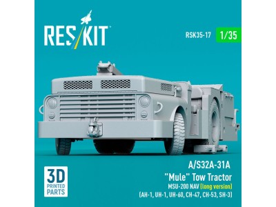 A/S32A-31A Mule Tow Tractor MSU-200 NAV (long version) (AH-1, UH-1, UH-60, CH-47, CH-53, SH-3) (3D Printed model kit) 