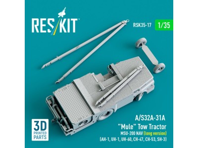 A/S32A-31A Mule Tow Tractor MSU-200 NAV (long version) (AH-1, UH-1, UH-60, CH-47, CH-53, SH-3) (3D Printed model kit) 