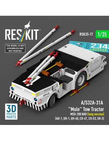 A/S32A-31A Mule Tow Tractor MSU-200 NAV (long version) (AH-1, UH-1, UH-60, CH-47, CH-53, SH-3) (3D Printed model kit) 