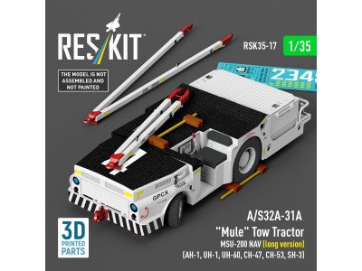 A/S32A-31A Mule Tow Tractor MSU-200 NAV (long version) (AH-1, UH-1, UH-60, CH-47, CH-53, SH-3) (3D Printed model kit) 