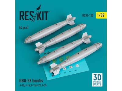 GBU-38 bombs (4 pcs) (A-10, F-16, F-15,F-22, F-35) (3D Printed) 