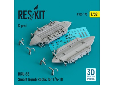 BRU-55 Smart Bomb Racks for F/A-18 (2 pcs) (3D Printed) 