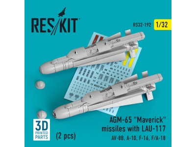 AGM-65 Maverick missiles with LAU-117 (2 pcs) (AV-8B, A-10, F-16, F/A-18) (3D Printed) 