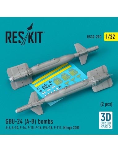 GBU-24 (A-B) bombs (2 pcs) (A-6, A-10, F-14, F-15, F-16, F/A-18, F-111, Mirage 2000) (3D Printed) 