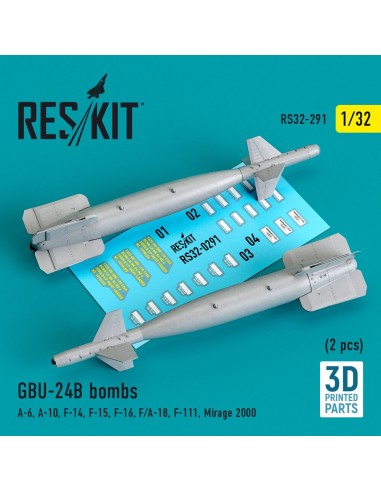 GBU-24B bombs (2 pcs) (A-6, A-10, F-14, F-15, F-16, F/A-18, F-111, Mirage 2000) (3D Printed) 