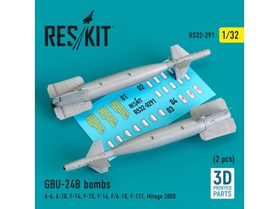 GBU-24B bombs (2 pcs) (A-6, A-10, F-14, F-15, F-16, F/A-18, F-111, Mirage 2000) (3D Printed) 
