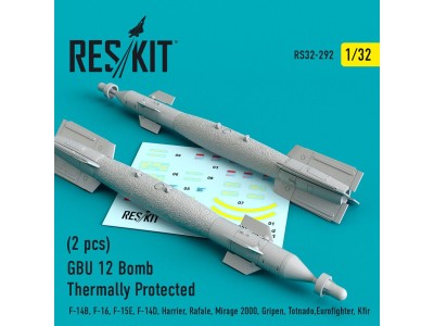 GBU-12 Paveway II thermally protected laser guided bombs (2 pcs) (F-14, F-18, F-35, AV-8B, A-6) (3D Printed) 