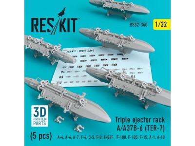 Triple Ejector Rack A/A37B-6 (TER-7) (5 pcs) (A-4, A-6, A-7, F-4, S-3,F-8, F-84F, F-100, F-105, F-15, A-1, A-10) 