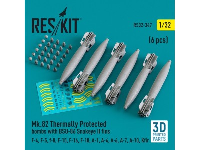 Mk.82 thermally protected bombs with BSU-86 Snakeye II fins (6 pcs) (F-4, F-5, F-8, F-15, F-16, F-18, A-1, A-4, A-6, A-7, A-10, 