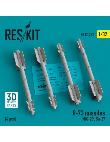 R-73 missiles (4 pcs) (MiG-29, Su-27) (3D Printed) 