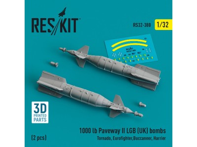 1000 lb Paveway II LGB (UK) bombs (2 pcs) (Tornado, Eurofighter,Buccaneer, Harrier) (3D Printed) 
