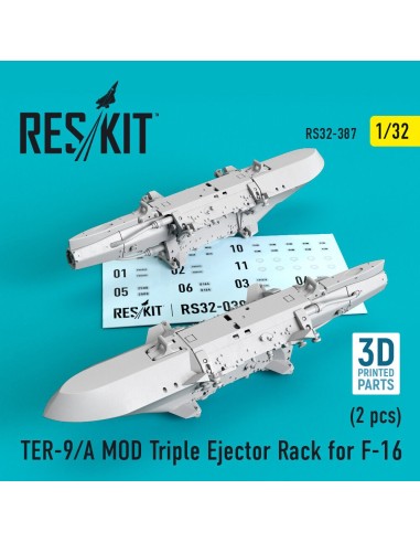 TER-9/A MOD Triple Ejector Rack for F-16 (2 pcs) (3D Printed) 