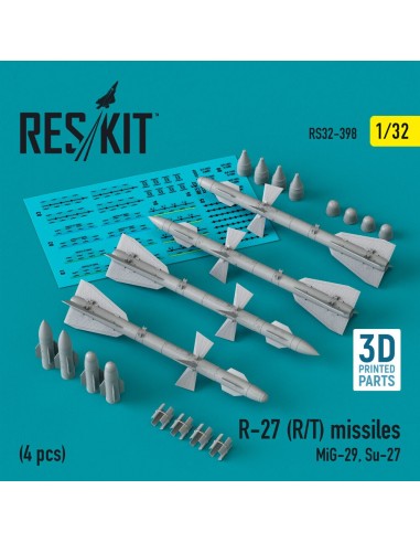 R-27 (R/T) missiles (4 pcs) (MiG-29, Su-27) (3D Printed) 