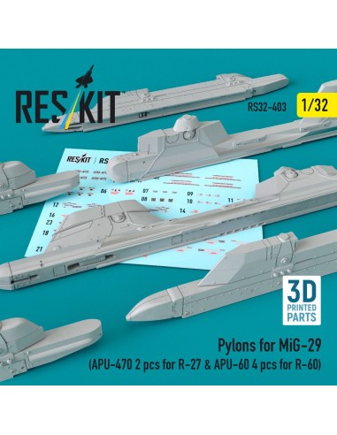 Pylons for MiG-29 (APU-470 2 pcs for R-27 & APU-60 4 pcs for R-60) (3D Printed) 