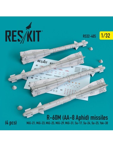 R-60? (AA-8 Aphid) missiles (4 pcs) (MiG-21,MiG-23,MiG-25, MiG-29,MiG-31,Su-17,Su-24,Su-25,Yak-38) 