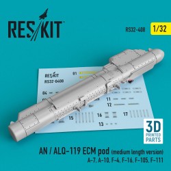AN / ALQ-119 ECM pod (medium length version) (A-7, A-10, F-4, F-16, F-105, F-111) (3D Printed) 