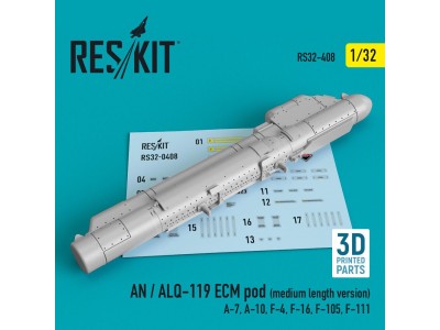 AN / ALQ-119 ECM pod (medium length version) (A-7, A-10, F-4, F-16, F-105, F-111) (3D Printed) 