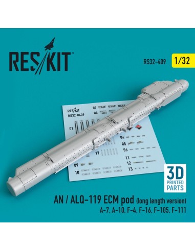 AN / ALQ-119 ECM pod (long length version) (A-7, A-10, F-4, F-16, F-105, F-111) (3D Printed) 
