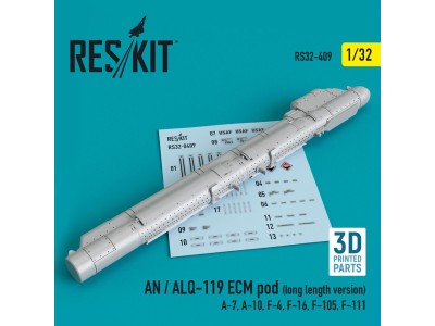 AN / ALQ-119 ECM pod (long length version) (A-7, A-10, F-4, F-16, F-105, F-111) (3D Printed) 