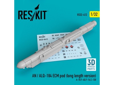 AN / ALQ-184 ECM pod (long length version) (A-10,F-4G,F-16,C-130) (3D Printed) 