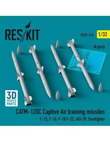 CATM-120C Captive air training missiles (4 pcs) (F-15, F-16, F-18,F-22, JAS-39, Eurofighter) (3D Printed) 