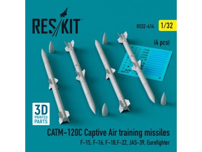 CATM-120C Captive air training missiles (4 pcs) (F-15, F-16, F-18,F-22, JAS-39, Eurofighter) (3D Printed) 