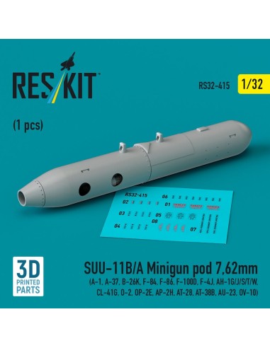 SUU-11B/A Minigun pod 7,62mm (1 pcs) (A-1, A-37, B-26K, F-84, F-86, F-100D, F-4J, AH-1G/J/S/T/W, CL-41G, O-2, OP-2E, AP-2H, AT-2