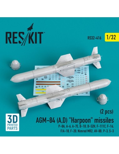 AGM-84 (A,D) Harpoon missiles (2 pcs) (P-8A, A-6, A-7E, B-1B, B-52H, F-111C, F-16, F/A-18, F-20, Nimrod MR2, AV-8B, P-3, S-3) (3