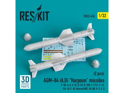 AGM-84 (A,D) Harpoon missiles (2 pcs) (P-8A, A-6, A-7E, B-1B, B-52H, F-111C, F-16, F/A-18, F-20, Nimrod MR2, AV-8B, P-3, S-3) (3
