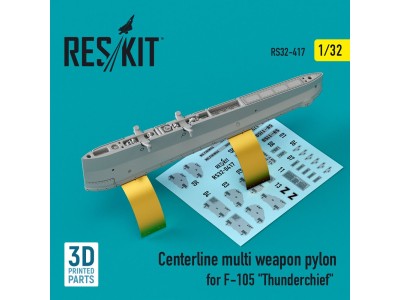 Centerline multi weapon pylon for F-105 Thunderchief (3D Printed) 