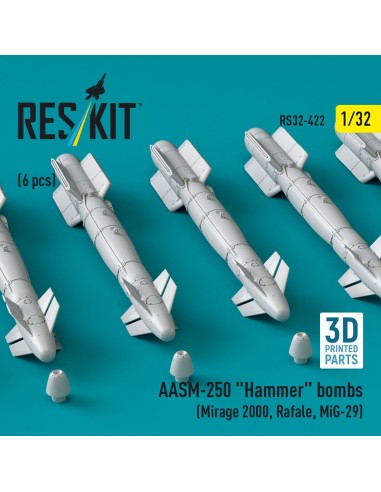 AASM-250 Hammer bombs (6 pcs) (Mirage 2000, Rafale, MiG-29) (3D Printed) 