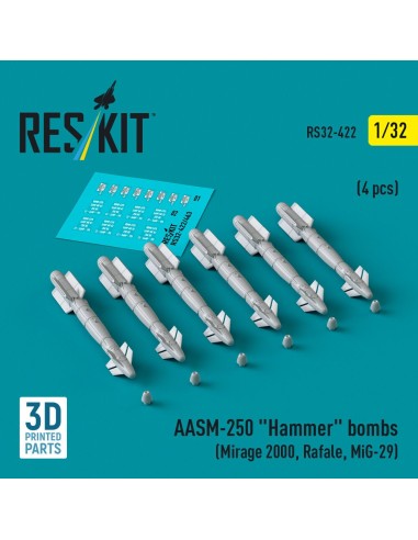 AASM-250 Hammer bombs (6 pcs) (Mirage 2000, Rafale, MiG-29) (3D Printed) 