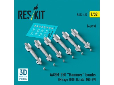 AASM-250 Hammer bombs (6 pcs) (Mirage 2000, Rafale, MiG-29) (3D Printed) 
