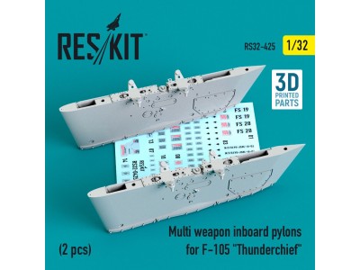 Multi weapon inboard pylons for F-105 Thunderchief (2 pcs) (3D Printed) 