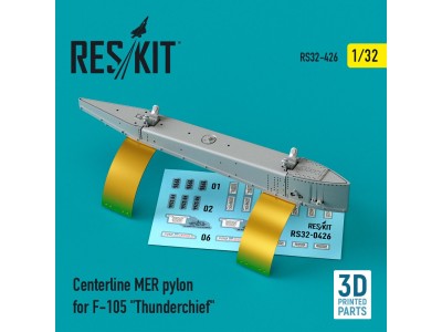 Centerline MER pylon for F-105 Thunderchief (3D Printed) 