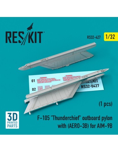 F-105 Thunderchief outboard pylon with (AERO-3B) for AIM-9B (3D Printed) 