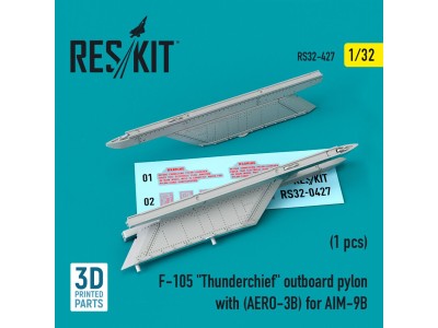 F-105 Thunderchief outboard pylon with (AERO-3B) for AIM-9B (3D Printed) 