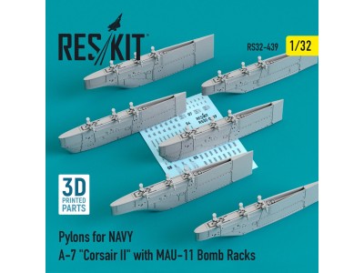 Pylons for NAVY A-7 Corsair II with MAU-11 Bomb Racks (3D Printed) 