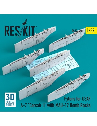 Pylons for USAF A-7 Corsair II with MAU-12 Bomb Racks (3D Printed) 