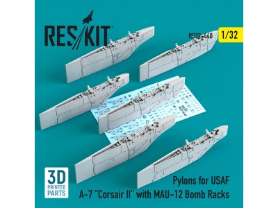 Pylons for USAF A-7 Corsair II with MAU-12 Bomb Racks (3D Printed) 