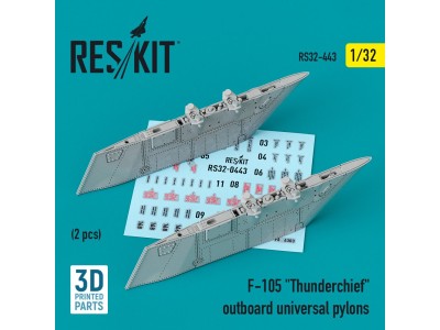 F-105 Thunderchief outboard universal pylons (2 pcs) (3D Printed) 