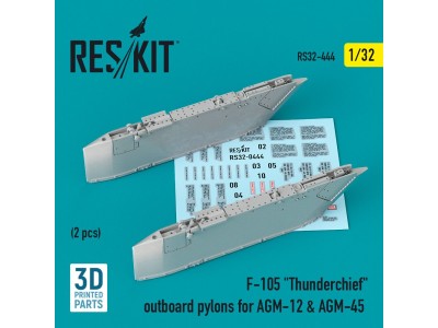 F-105 Thunderchief outboard AGM-12 & AGM-45 pylons (2 pcs) (3D Printed) 