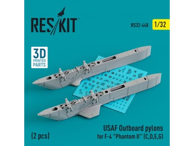 USAF Outboard pylons for F-4 Phantom II (C,D,E,G) (2 pcs) (3D Printed) 