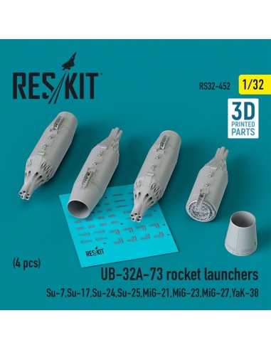 UB-32A-73 rocket launchers (4 pcs) (Su-7, Su-17, Su-24, Su-25, MiG-21, MiG-23, MiG-27, YaK-38) (3D Printed) 