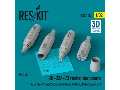 UB-32A-73 rocket launchers (4 pcs) (Su-7, Su-17, Su-24, Su-25, MiG-21, MiG-23, MiG-27, YaK-38) (3D Printed) 