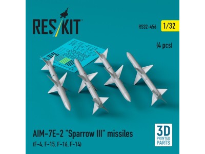 AIM-7E-2 Sparrow III missiles (4 pcs) (F-4, F-15, F-16, F-14) (3D Printed) 