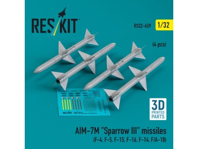 AIM-7M Sparrow III missiles (4 pcs ) (F-4, F-5, F-15, F-16, F-14, F/A-18) (3D Printed) 