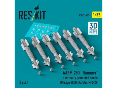 AASM-250 Hammer thermally protected bombs (6 pcs) (Mirage 2000, Rafale, MiG-29) (3D Printed) 